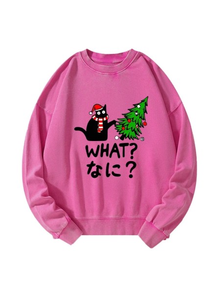 Naughty Cat Christmas Washed Sweatshirt