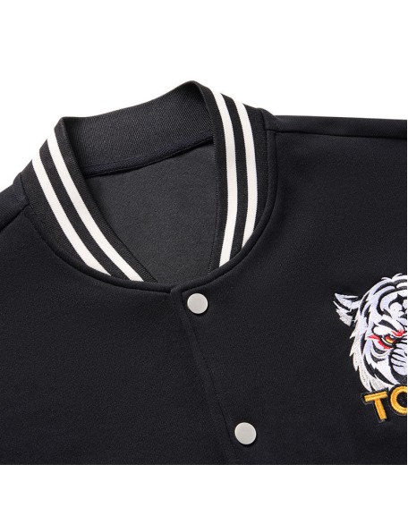 A Cat That Hates Work Embroidery Varsity Jacket