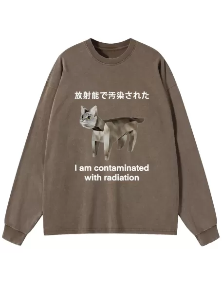 Cat Contaminated By Radiation Washed Long Sleeve T-Shirt