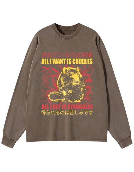 All I Want Is Cuddles Washed Long Sleeve T-Shirt