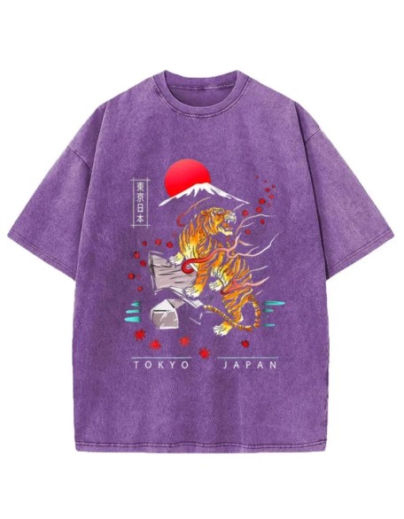 Japanese Style Tiger Washed T-Shirt