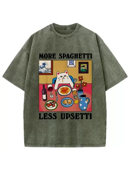 -Tiger More Spaghetti Less Upsetti Washed T-Shirt