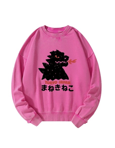 Japanese Fortune Cat Washed Sweatshirt