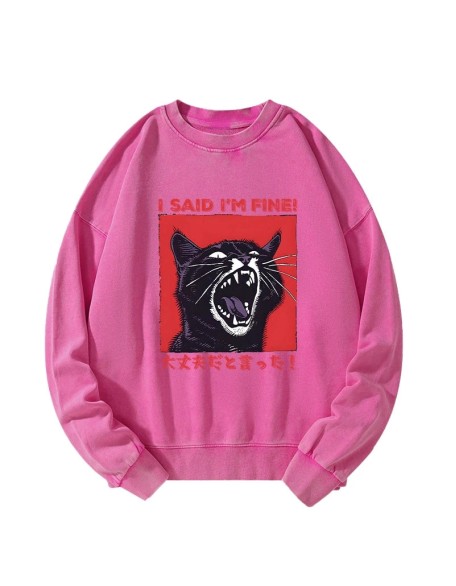 Angry Cat Japan Washed Sweatshirt