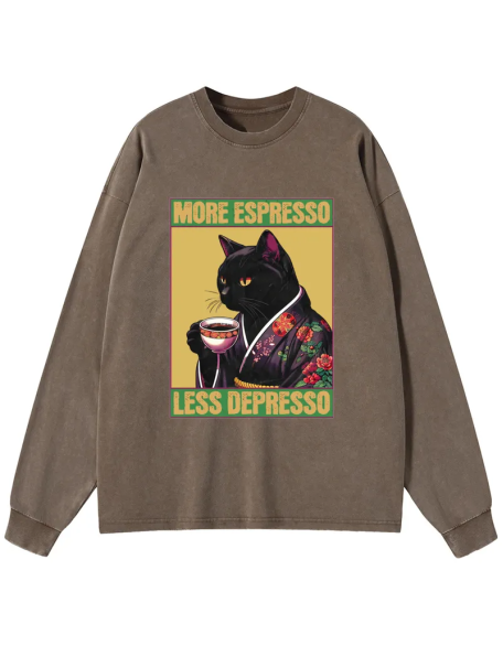 Up Caffeine Down Depression Washed Long Sleeve T-Shirt