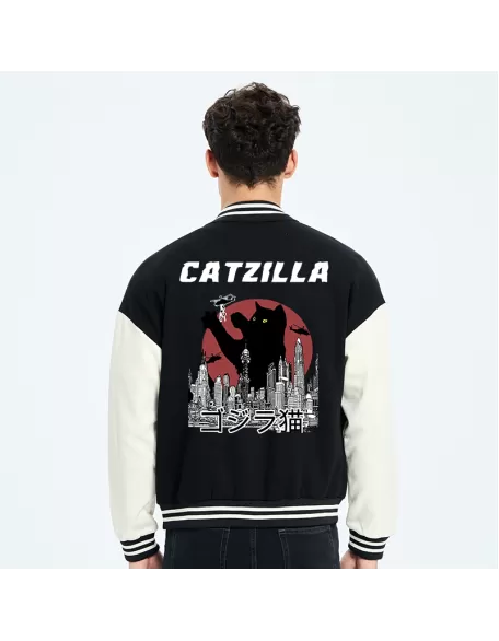 Catzilla Vintage Embroidery Varsity Jacket