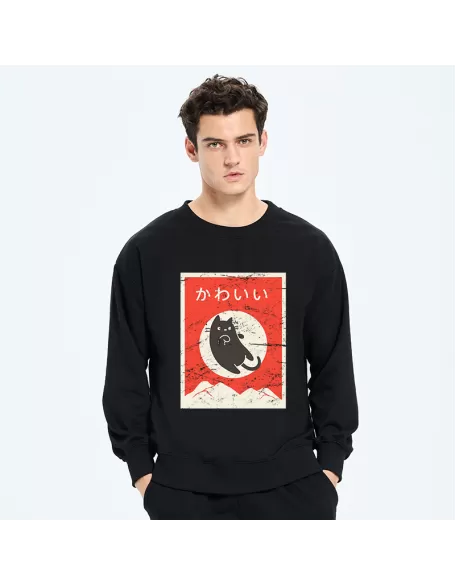 Cute Black Cat Japanese Sweatshirt