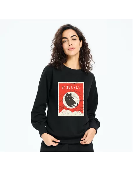 Cute Black Cat Japanese Sweatshirt