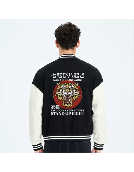 Retro Tiger Japanese Embroidery Varsity Jacket