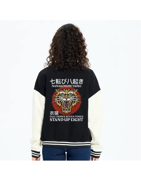 Retro Tiger Japanese Embroidery Varsity Jacket