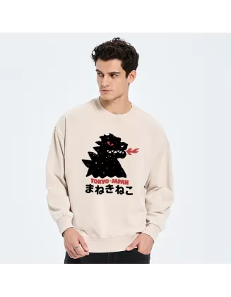 Japanese Fortune Cat Washed Sweatshirt