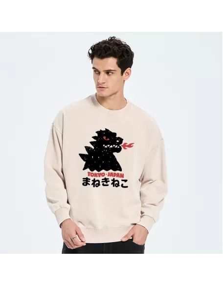 Japanese Fortune Cat Washed Sweatshirt