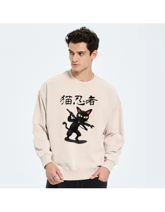 Ninja Cat Washed Sweatshirt