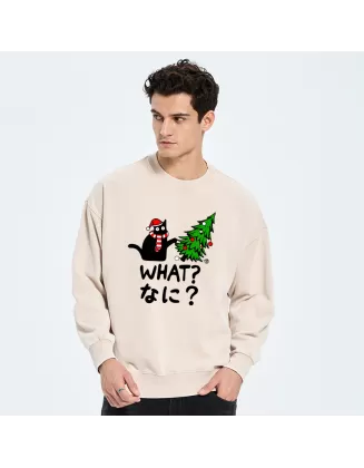 Naughty Cat Christmas Washed Sweatshirt