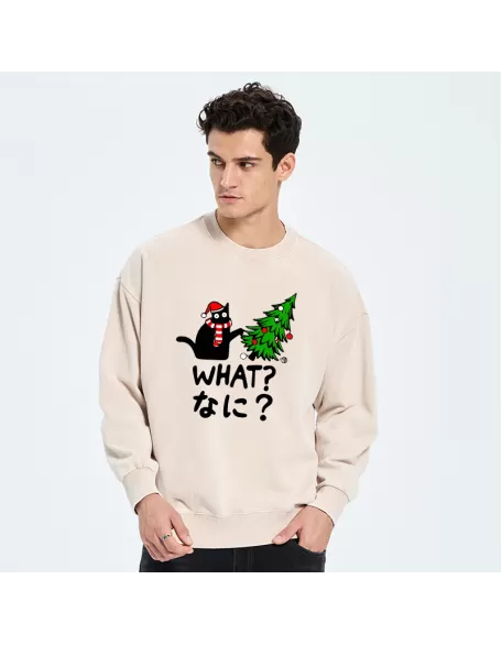 Naughty Cat Christmas Washed Sweatshirt