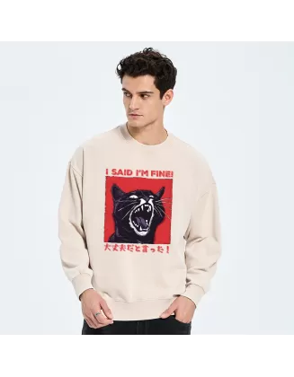 Angry Cat Japan Washed Sweatshirt