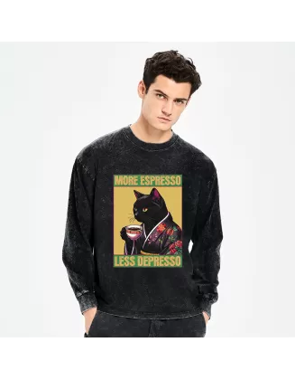 Up Caffeine Down Depression Washed Long Sleeve T-Shirt