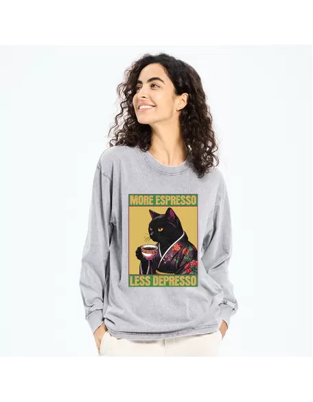 Up Caffeine Down Depression Washed Long Sleeve T-Shirt