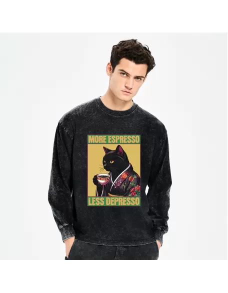 Up Caffeine Down Depression Washed Long Sleeve T-Shirt
