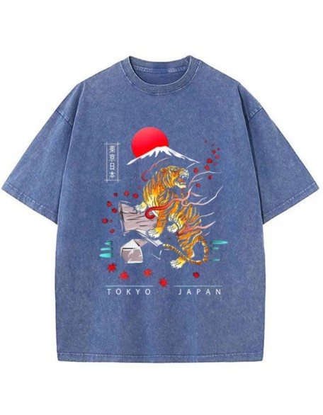 Japanese Style Tiger Washed T-Shirt