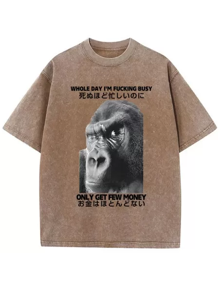 Making Money Gorilla Funny Washed T-Shirt