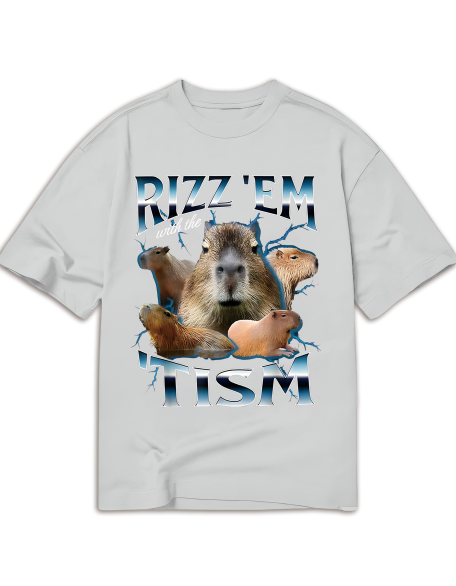 Rizz Em With The Tism Capybara Funny T-Shirt, Men's Stylish Cotton T-Shirt  Comfortable And Perfect For Everyday Casual Wear