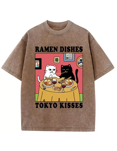 Ramen Dishes Tokyo Kisses Washed T-Shirt