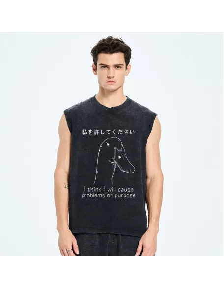Stupid Goose Funny Washed Tank