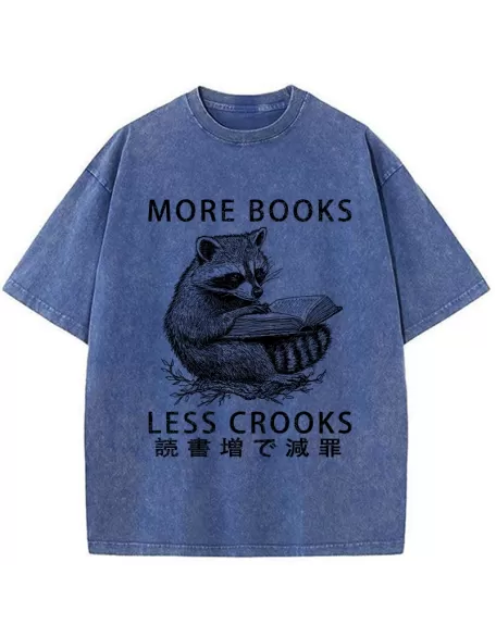 More Books Less Crooks Washed T-Shirt