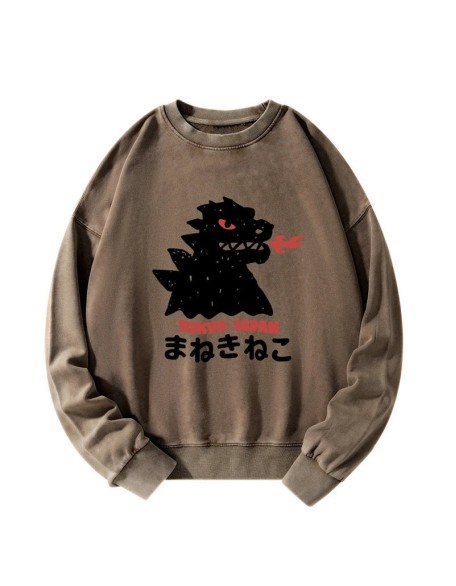 Japanese Fortune Cat Washed Sweatshirt