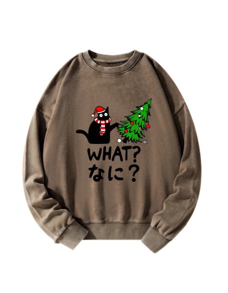 Naughty Cat Christmas Washed Sweatshirt