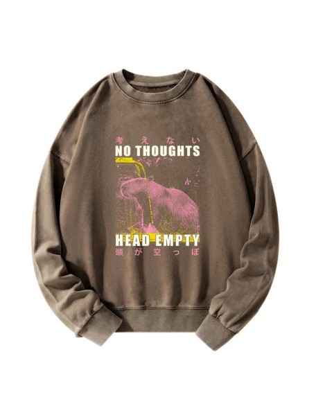 No Thoughts Head Empty Washed Sweatshirt