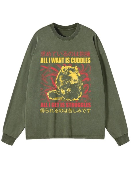 All I Want Is Cuddles Washed Long Sleeve T-Shirt