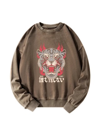 Japanese Tiger Fire Washed Sweatshirt