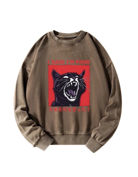 Angry Cat Japan Washed Sweatshirt