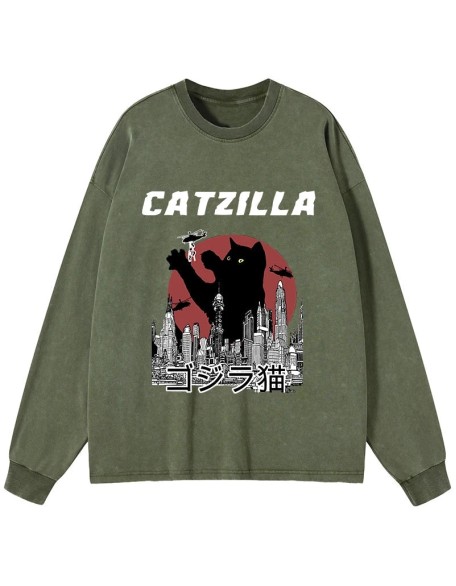 Catzilla Vintage Washed Long Sleeve T-Shirt