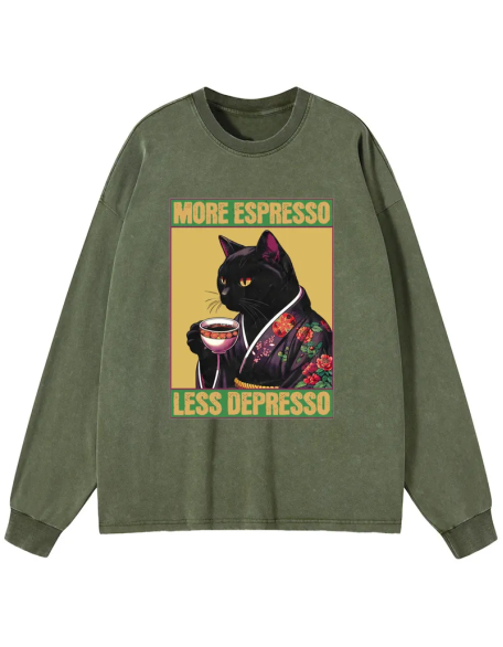 Up Caffeine Down Depression Washed Long Sleeve T-Shirt