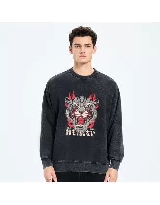Japanese Tiger Fire Washed Sweatshirt