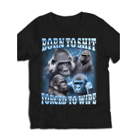 Anime Born Stool Forced To Wipe Comic Gorilla Pattern T-Shirt Fashion Short Sleeved T-Shirt Casual T-Shirt