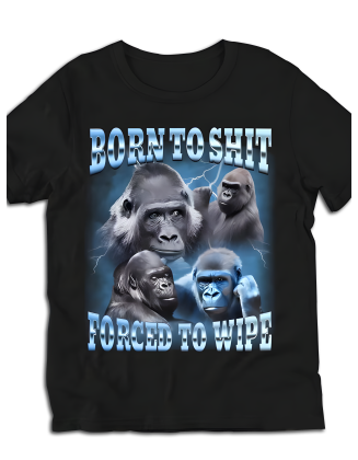 Anime Born Stool Forced To Wipe Comic Gorilla Pattern T-Shirt Fashion Short Sleeved T-Shirt Casual T-Shirt
