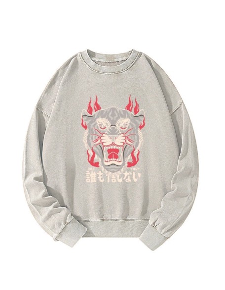 Japanese Tiger Fire Washed Sweatshirt