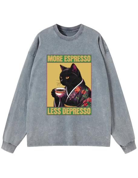 Up Caffeine Down Depression Washed Long Sleeve T-Shirt