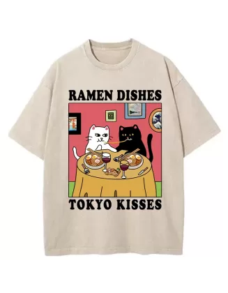 Ramen Dishes Tokyo Kisses Washed T-Shirt