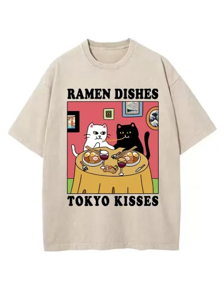 Ramen Dishes Tokyo Kisses Washed T-Shirt