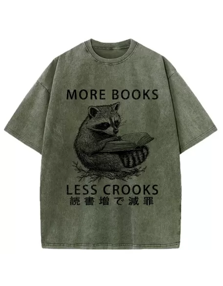 More Books Less Crooks Washed T-Shirt