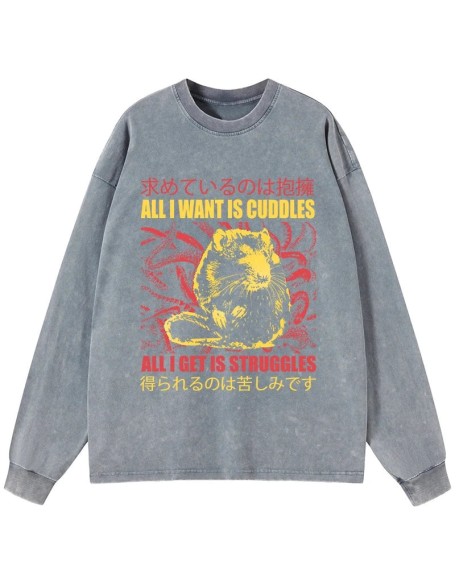 All I Want Is Cuddles Washed Long Sleeve T-Shirt