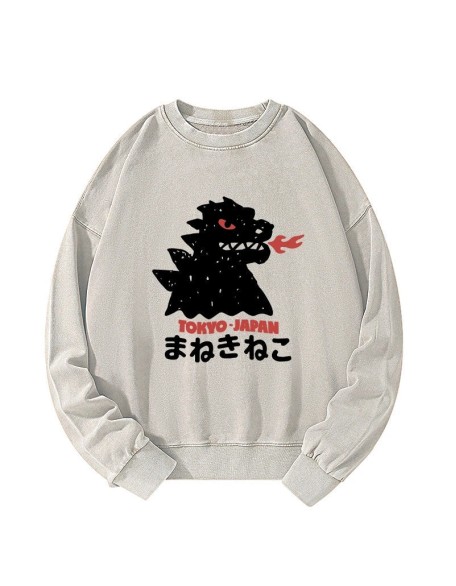 Japanese Fortune Cat Washed Sweatshirt