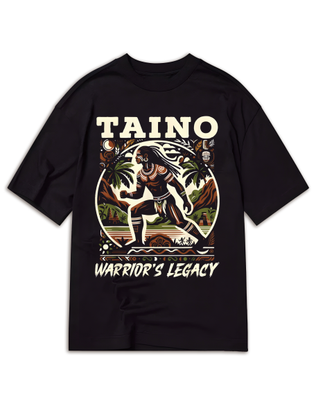 Taino Warrior Graphic Tee - 220g Cotton, Short Sleeve, Crew Neck - Puerto Rico & Caribbean Culture Inspired T-Shirt