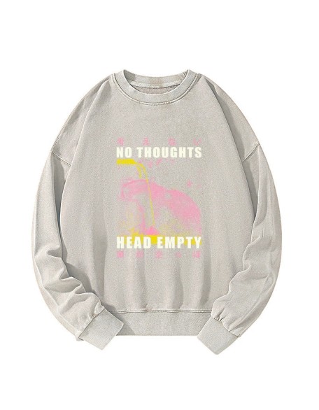 No Thoughts Head Empty Washed Sweatshirt