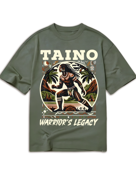 Taino Warrior Graphic Tee - 220g Cotton, Short Sleeve, Crew Neck - Puerto Rico & Caribbean Culture Inspired T-Shirt